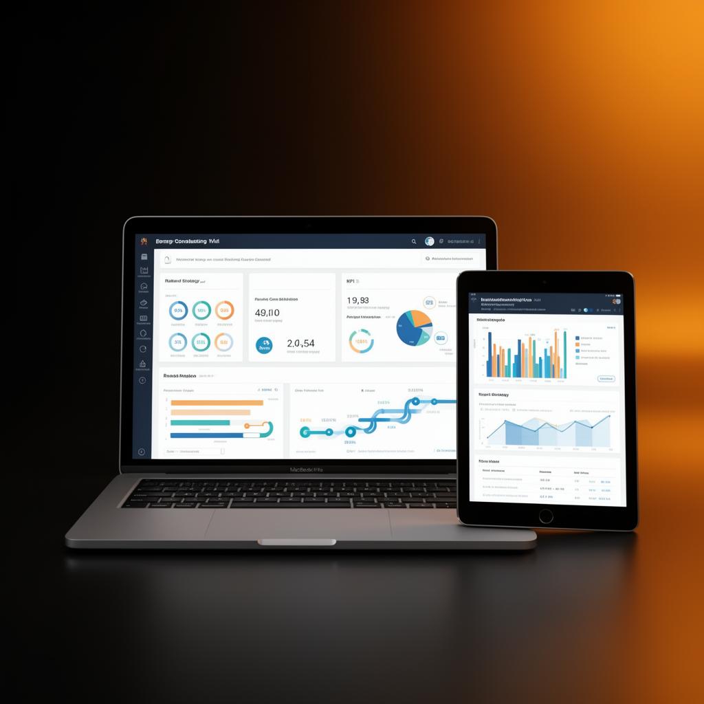 Dashboard de consultoría con estrategia y KPIs de negocio