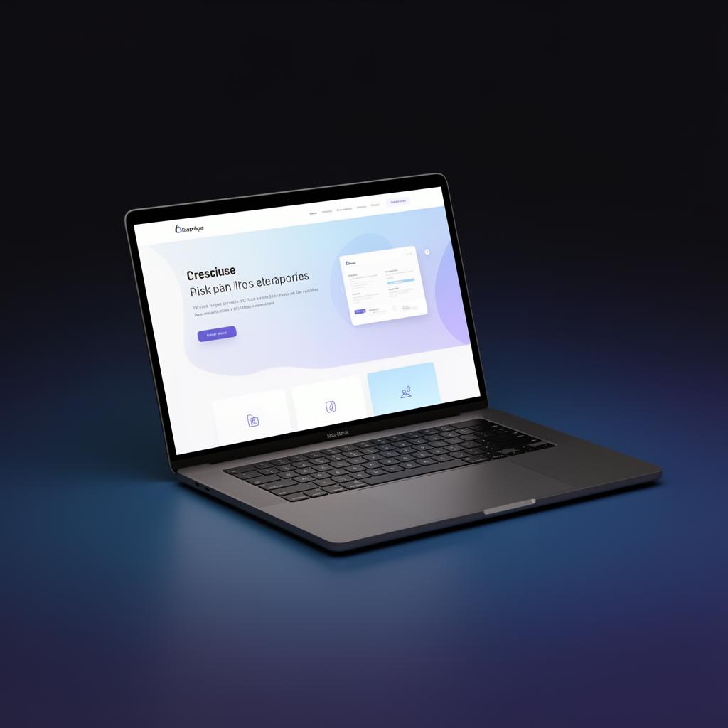 Laptop mostrando diseño web moderno y responsive