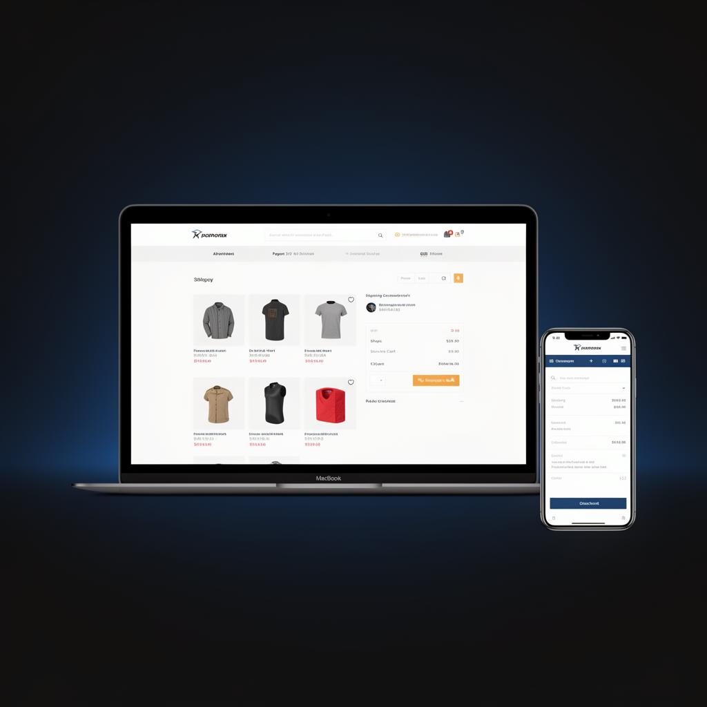 Tienda online mostrando catálogo de productos y carrito de compras