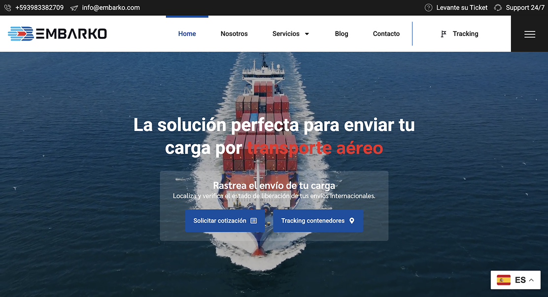 Embarko - Vista previa del sitio